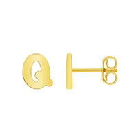 Load image into Gallery viewer, Solid 14k Yellow Gold Mini Uppercase Initial Block Letter Stud Earrings with Push-Back - A to Z
