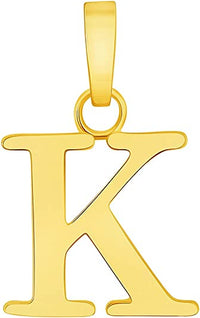 Load image into Gallery viewer, Solid 14k Yellow Gold Mini Uppercase Initial Block Letter K Charm Pendant
