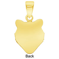 Load image into Gallery viewer, 14k Yellow Gold Mini Wolf Head Charm Animal Pendant with Figaro Chain Necklace
