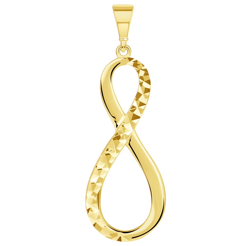 14k Yellow Gold Sparkle Cut and High Polished Infinity Love Symbol Pendant