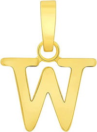 Load image into Gallery viewer, Solid 14k Yellow Gold Mini Uppercase Initial Block Letter W Charm Pendant
