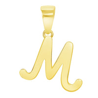 Load image into Gallery viewer, Solid 14k Yellow Gold Mini Uppercase Initial Script Letter Charm Pendant
