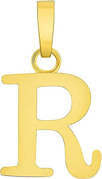 Load image into Gallery viewer, Solid 14k Yellow Gold Mini Uppercase Initial Block Letter R Charm Pendant
