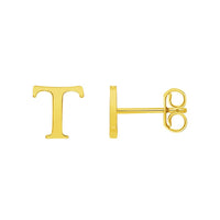 Load image into Gallery viewer, Solid 14k Yellow Gold Mini Uppercase Initial Block Letter Stud Earrings with Push-Back - A to Z
