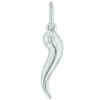 Load image into Gallery viewer, 14K White Gold Polished Dainty Cornicello Horn Charm Pendant with Chain Necklace
