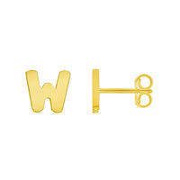 Load image into Gallery viewer, Solid 14k Yellow Gold Mini Uppercase Initial Block Letter Stud Earrings with Push-Back - A to Z
