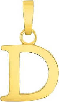 Load image into Gallery viewer, Solid 14k Yellow Gold Mini Uppercase Initial Block Letter D Charm Pendant
