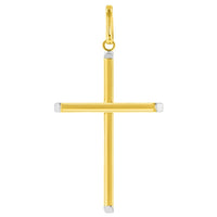 Load image into Gallery viewer, 14K Two-Tone Gold Plain Slender Cross  Pendant
