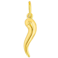 Load image into Gallery viewer, 14K Yellow Gold Polished Dainty Cornicello Horn Charm Pendant with Chain Necklace
