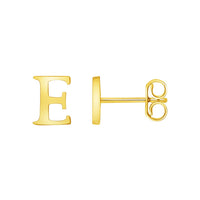 Load image into Gallery viewer, Solid 14k Yellow Gold Mini Uppercase Initial Block Letter Stud Earrings with Push-Back - A to Z
