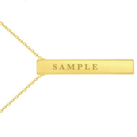 Load image into Gallery viewer, 14k Engravable Personalized Four Sided Vertical Bar Necklace with Spring Ring Clasp - Yellow Gold
