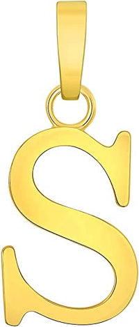 Load image into Gallery viewer, Solid 14k Yellow Gold Mini Uppercase Initial Block Letter S Charm Pendant
