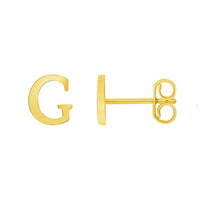 Load image into Gallery viewer, Solid 14k Yellow Gold Mini Uppercase Initial Block Letter Stud Earrings with Push-Back - A to Z

