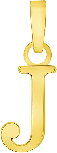 Load image into Gallery viewer, Solid 14k Yellow Gold Mini Uppercase Initial Block Letter J Charm Pendant
