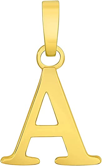 Solid 14k Yellow Gold Mini Uppercase Initial Block Letter A Charm Pendant