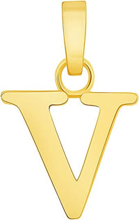 Load image into Gallery viewer, Solid 14k Yellow Gold Mini Uppercase Initial Block Letter V Charm Pendant
