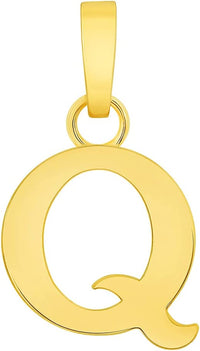Load image into Gallery viewer, Solid 14k Yellow Gold Mini Uppercase Initial Block Letter Q Charm Pendant
