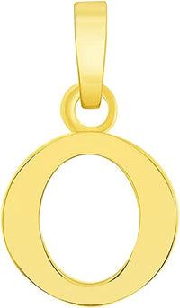 Load image into Gallery viewer, Solid 14k Yellow Gold Mini Uppercase Initial Block Letter O Charm Pendant
