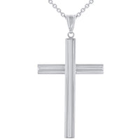 Load image into Gallery viewer, 14K White Gold Plain Religious Cross Pendant Necklace
