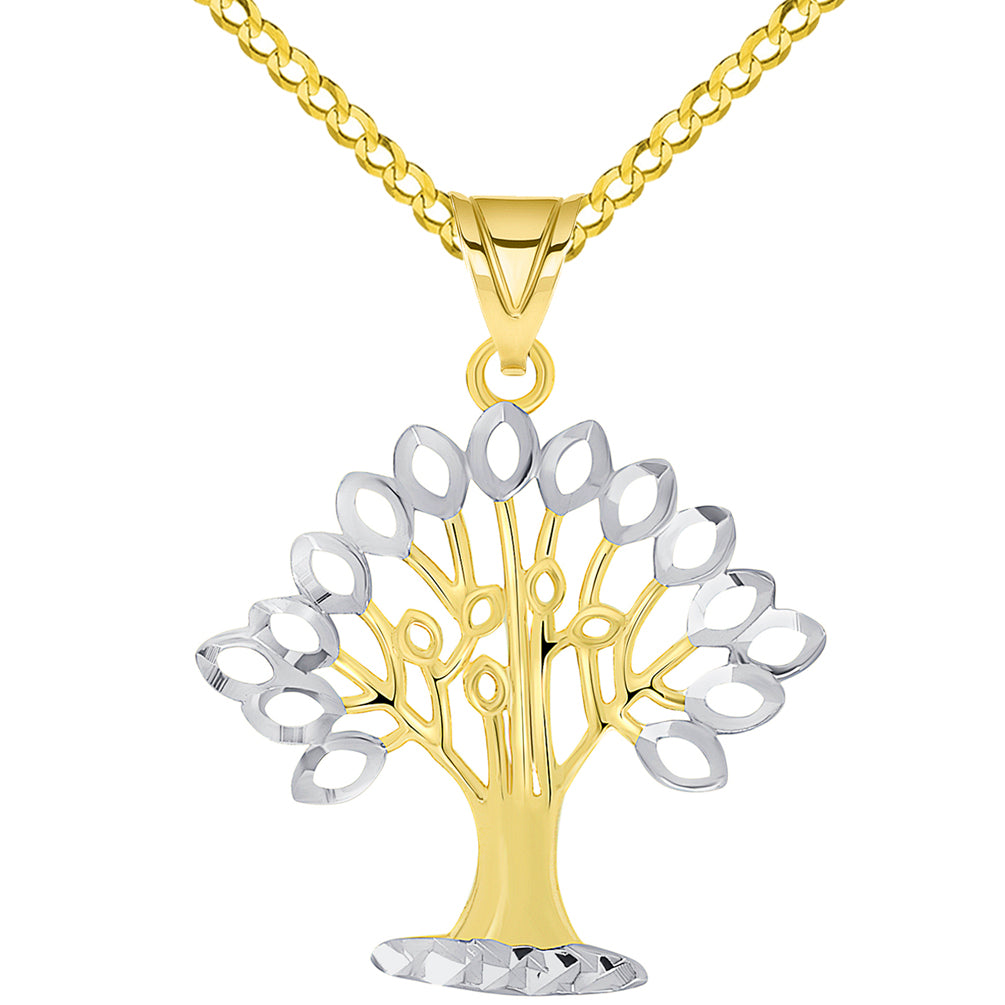 Gold Textured Tree of Life Pendant Necklace