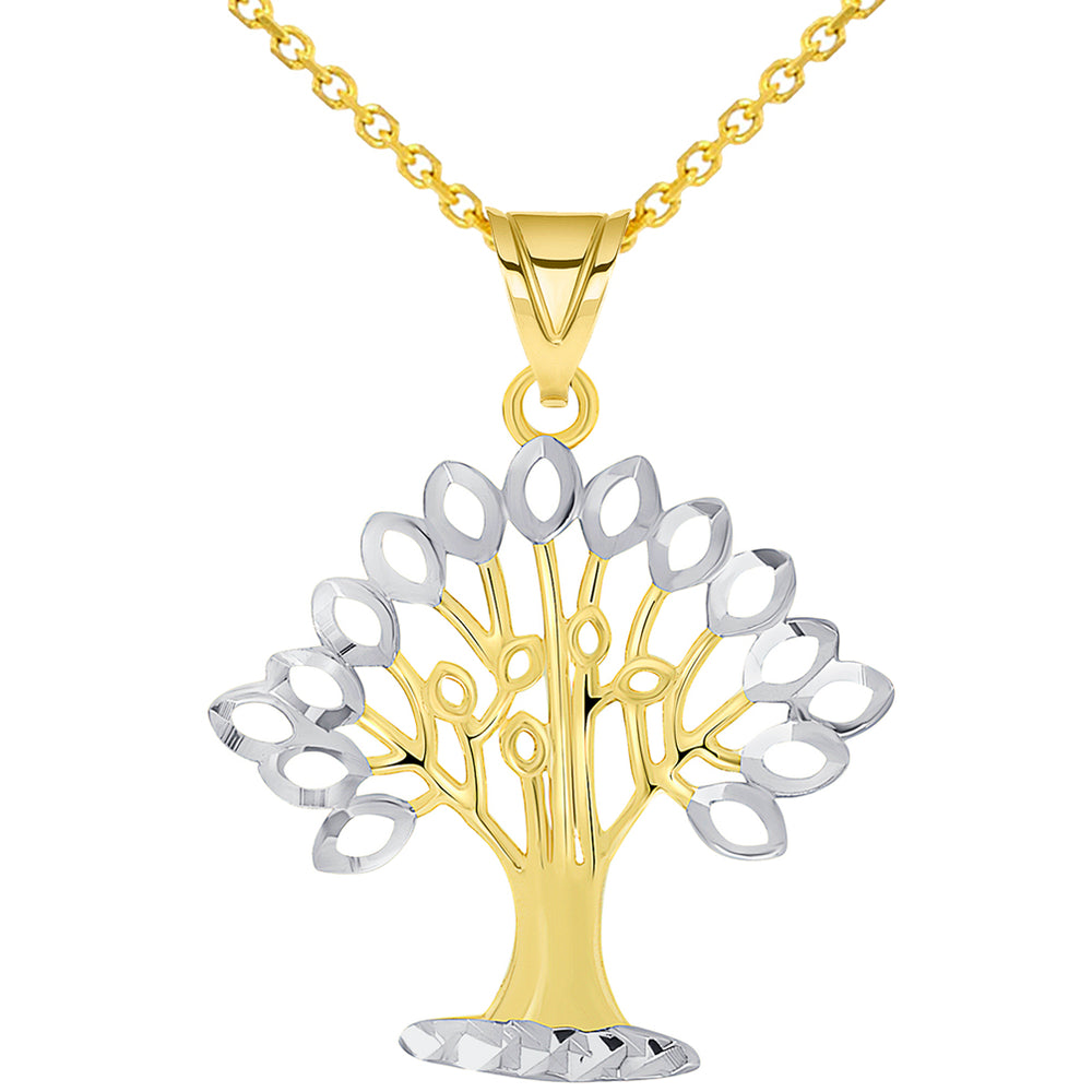 Solid and Textured Tree of Life Pendant Necklace