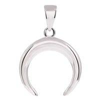 Load image into Gallery viewer, 14k White Gold Double Horn High Polished Crescent Moon Pendant Necklace
