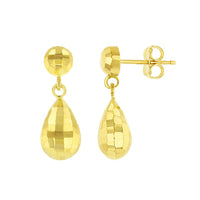 Load image into Gallery viewer, 14k Yellow Gold Hammered Teardrop Dangle Water Drop Earrings, 7mm
