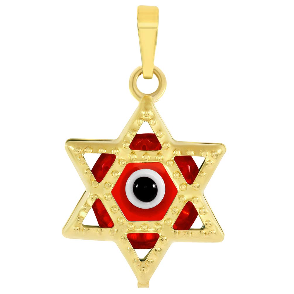 Small Red Evil Eye Star of David Charm Pendant
