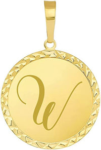Load image into Gallery viewer, Solid 14k Yellow Gold Mini Uppercase Initial Block Letter W Charm Pendant
