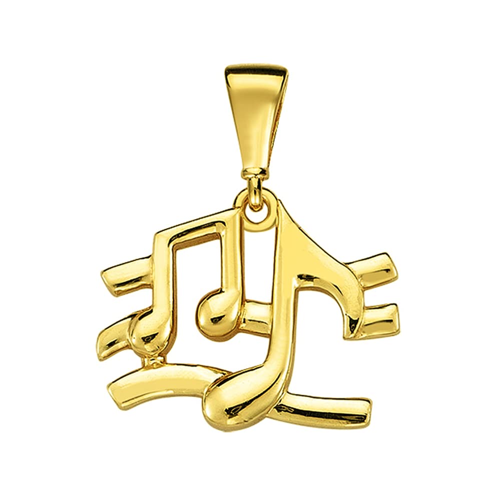 Solid 14k Yellow Gold Mini Musical Notes Charm Music Symbol Pendant