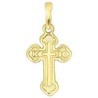 Load image into Gallery viewer, Solid 14k Yellow Gold Small Eastern Orthodox Cross with IC XC Charm Pendant Necklace
