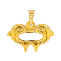 Load image into Gallery viewer, 14K Yellow Gold Kissing Dolphins Charm Love Pendant Necklace with High Polish
