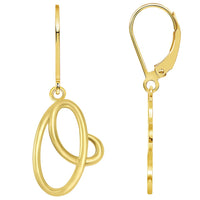 Load image into Gallery viewer, Solid 14k Yellow Gold Elegant Script Letter Cursive Initial Dangle Drop Earrings with Leverback - A to Z
