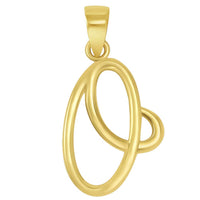 Load image into Gallery viewer, 14k Yellow Gold Elegant Script Letter O Cursive Initial Pendant with Concave Cuban Link Curb Chain Necklace
