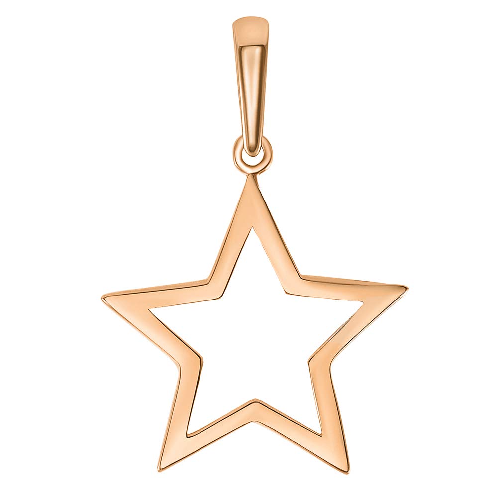 14k Rose Gold Simple Open Star Charm Pendant