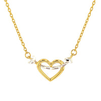 Load image into Gallery viewer, 14K Yellow Gold Heart &amp; Cupid Love Arrow Necklace
