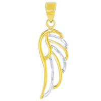 Load image into Gallery viewer, 14k Yellow Gold Textured Angel Wing Charm Pendant
