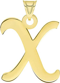 Load image into Gallery viewer, Solid 14k Yellow Gold Script Uppercase Initial X Cursive Letter Pendant
