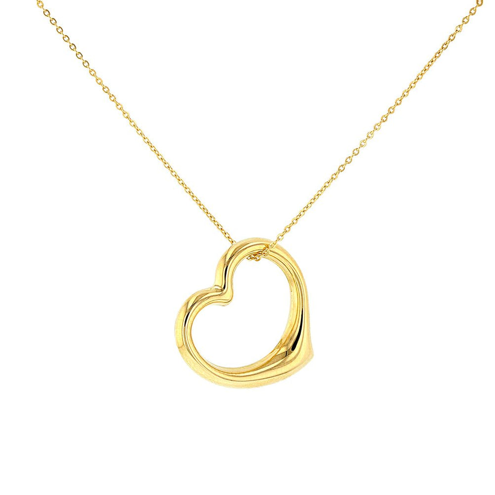 14k gold open heart necklace