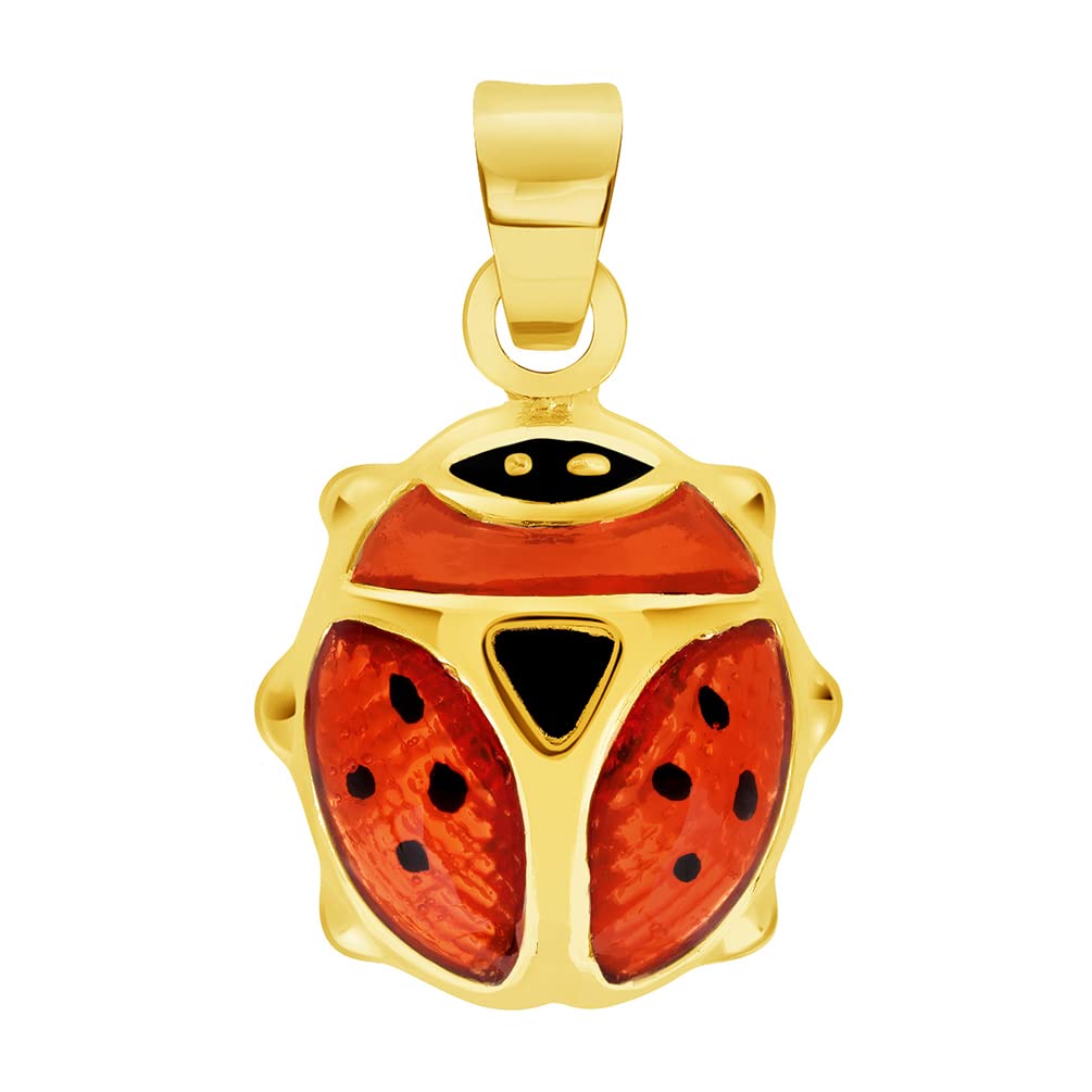 14k Yellow Gold Mini Red Enamel Ladybug Charm Pendant