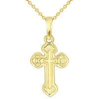 Load image into Gallery viewer, Solid 14k Yellow Gold Small Eastern Orthodox Cross with IC XC Charm Pendant Necklace
