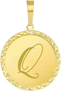 Load image into Gallery viewer, Solid 14k Yellow Gold Mini Uppercase Initial Block Letter Q Charm Pendant
