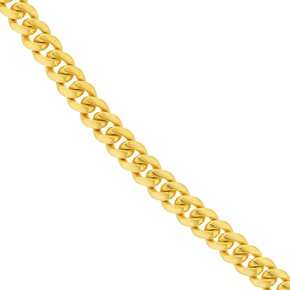 Semi-Solid 14k Yellow Gold 6.5mm Miami Cuban Link Chain Necklace with Lobster Claw Clasp