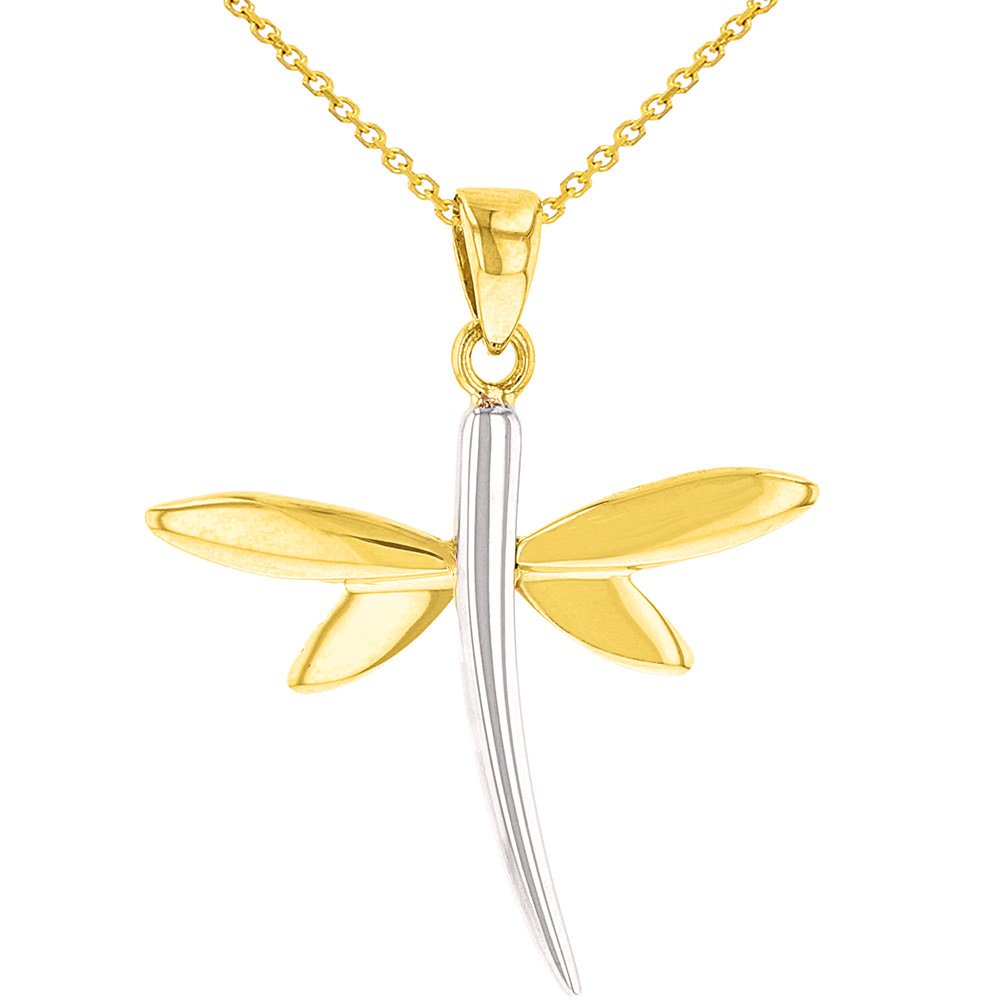 14K Yellow Gold Dragonfly Charm Pendant