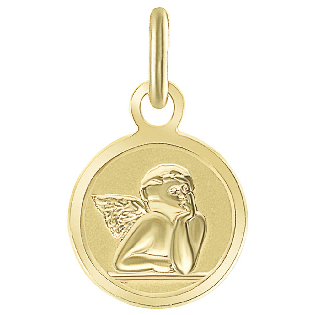 Mini Round Guardian Angel Medallion Charm Pendant