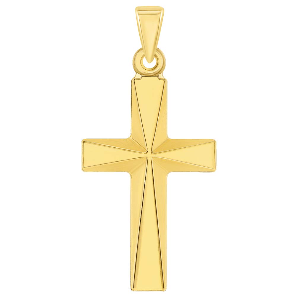 14k Yellow Gold Elegant Religious Plain Cross Pendant