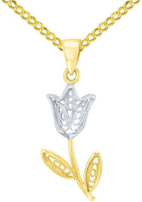 Load image into Gallery viewer, 14K Yellow Gold Filigree Tulip Flower Pendant
