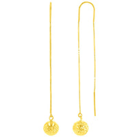 Load image into Gallery viewer, 14k gold ball drop threader earrings
