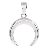 Load image into Gallery viewer, 14k White Gold Double Horn High Polished Crescent Moon Pendant Necklace

