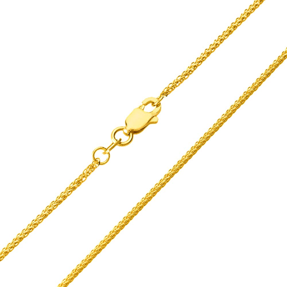 14K Yellow Gold 1mm Wheat Chain Necklace with Lobster Clasp